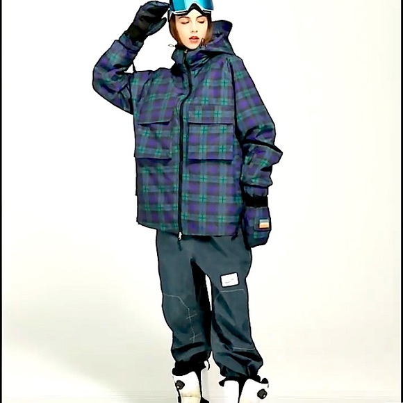 Sunny Day Ski JACKET navy green Blackwatch Tartan Plaid UPF 40+ WINDBREAKER COAT - Picture 16 of 16